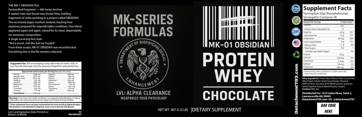 Whey Protein Powder, Chocolate- MK-01 OBSIDIAN