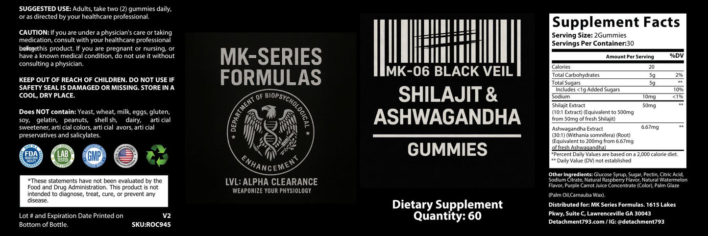 Shilajit Gummies w/ Ashwagandha- MK-06 BLACK VEIL
