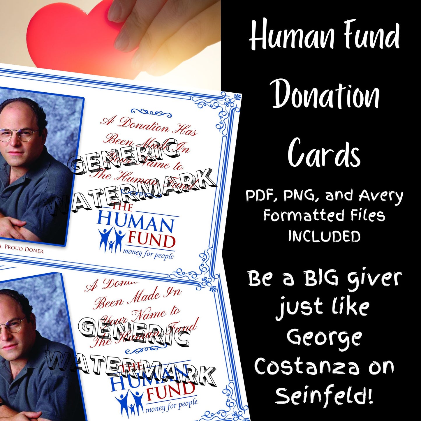 Human Fund Donation Cards. The perfect FAKE donation!