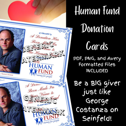 Human Fund Donation Cards. The perfect FAKE donation!