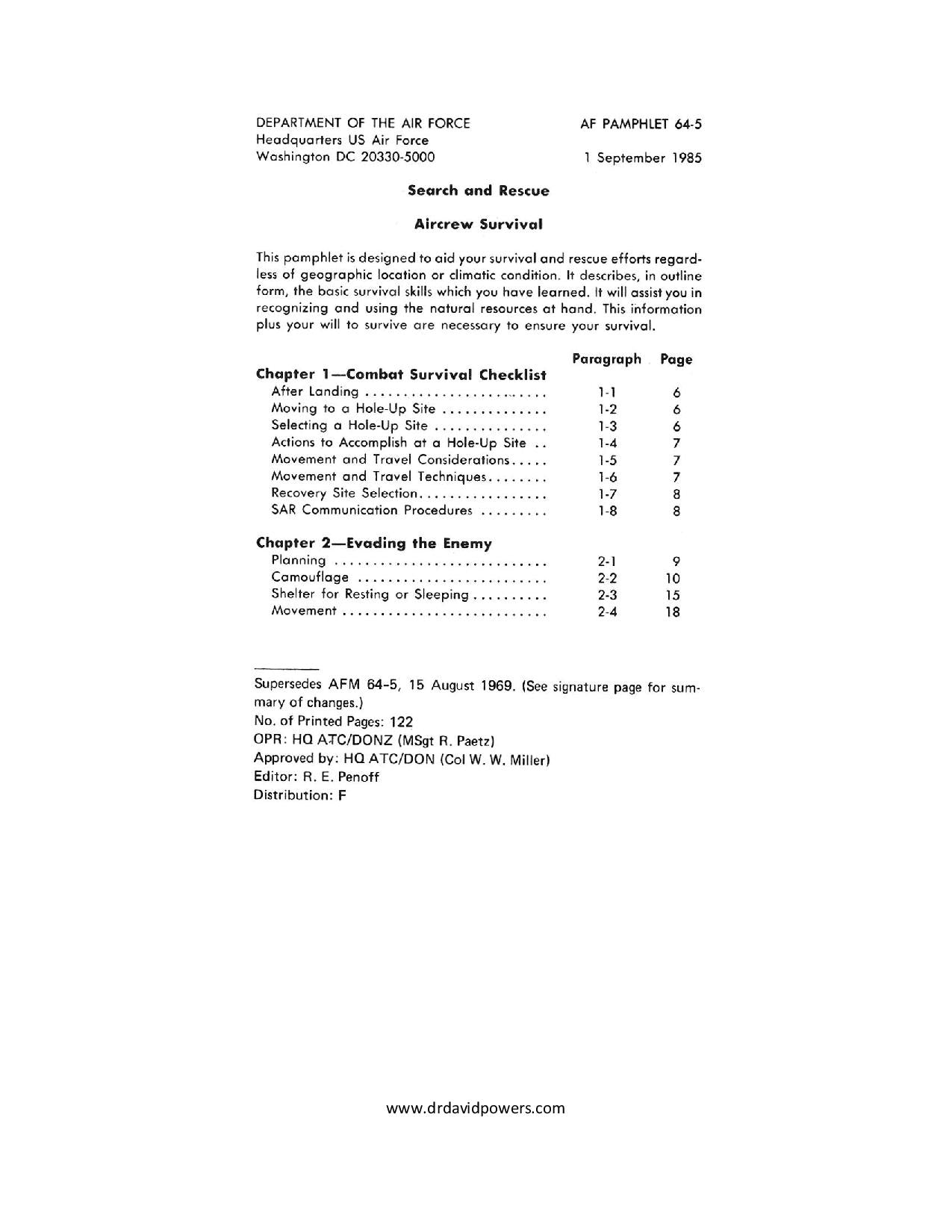 Survival Guide for Downed Air Personnel