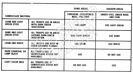 Skin Camouflage Chart